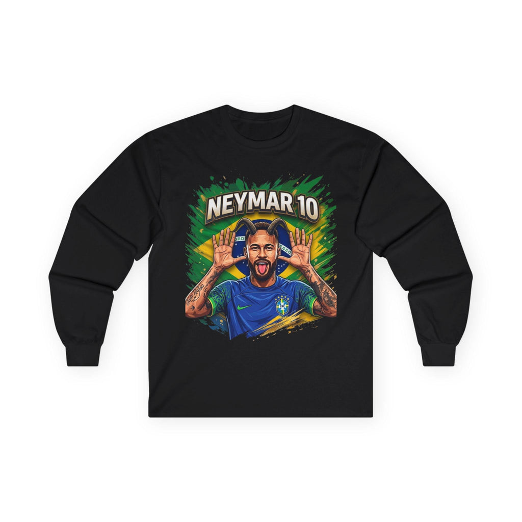 Neymar Jr. 10 Long Sleeve Tee | Vintage Feel Cotton Football Fandom Shirt