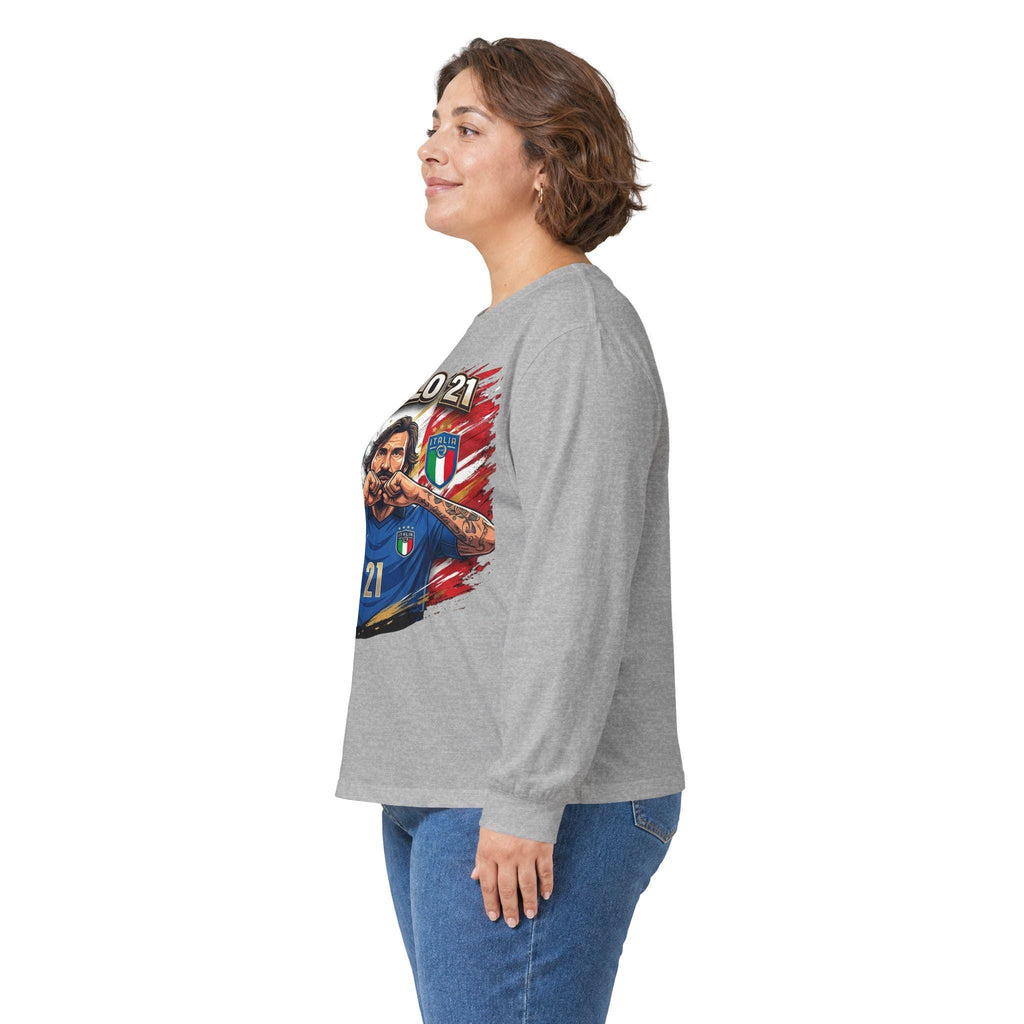 Pirlo 21 Italy Soccer Player Long Sleeve Tee | Italian Football legend Pirlo Jersey