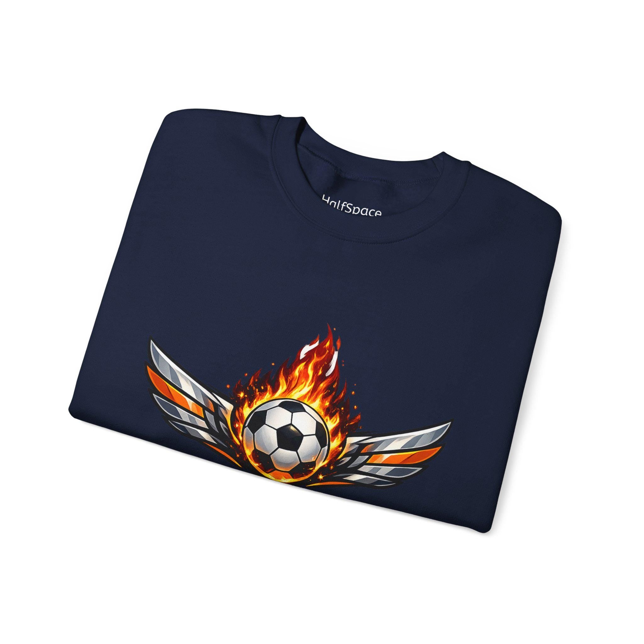 Flaming Soccer Ball Wings sweatshirt | Sports Graphic Crewneck | Minimal Streetwear