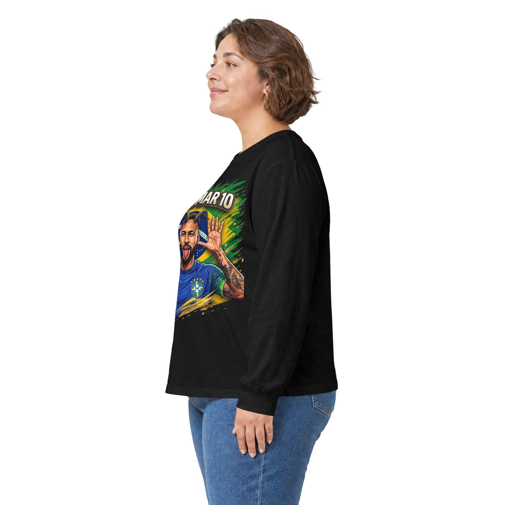 Neymar Jr. 10 Long Sleeve Tee | Vintage Feel Cotton Football Fandom Shirt