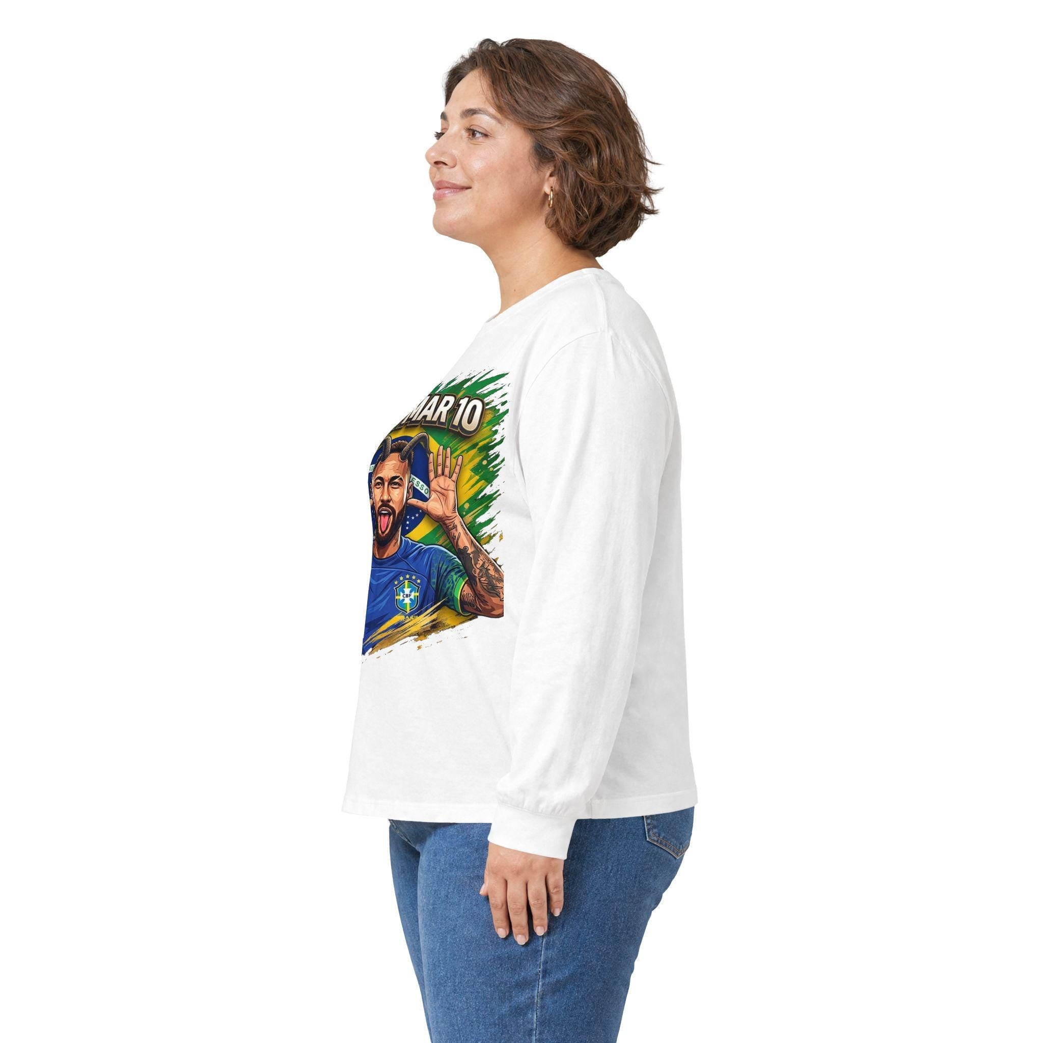 Neymar Jr. 10 Long Sleeve Tee | Vintage Feel Cotton Football Fandom Shirt