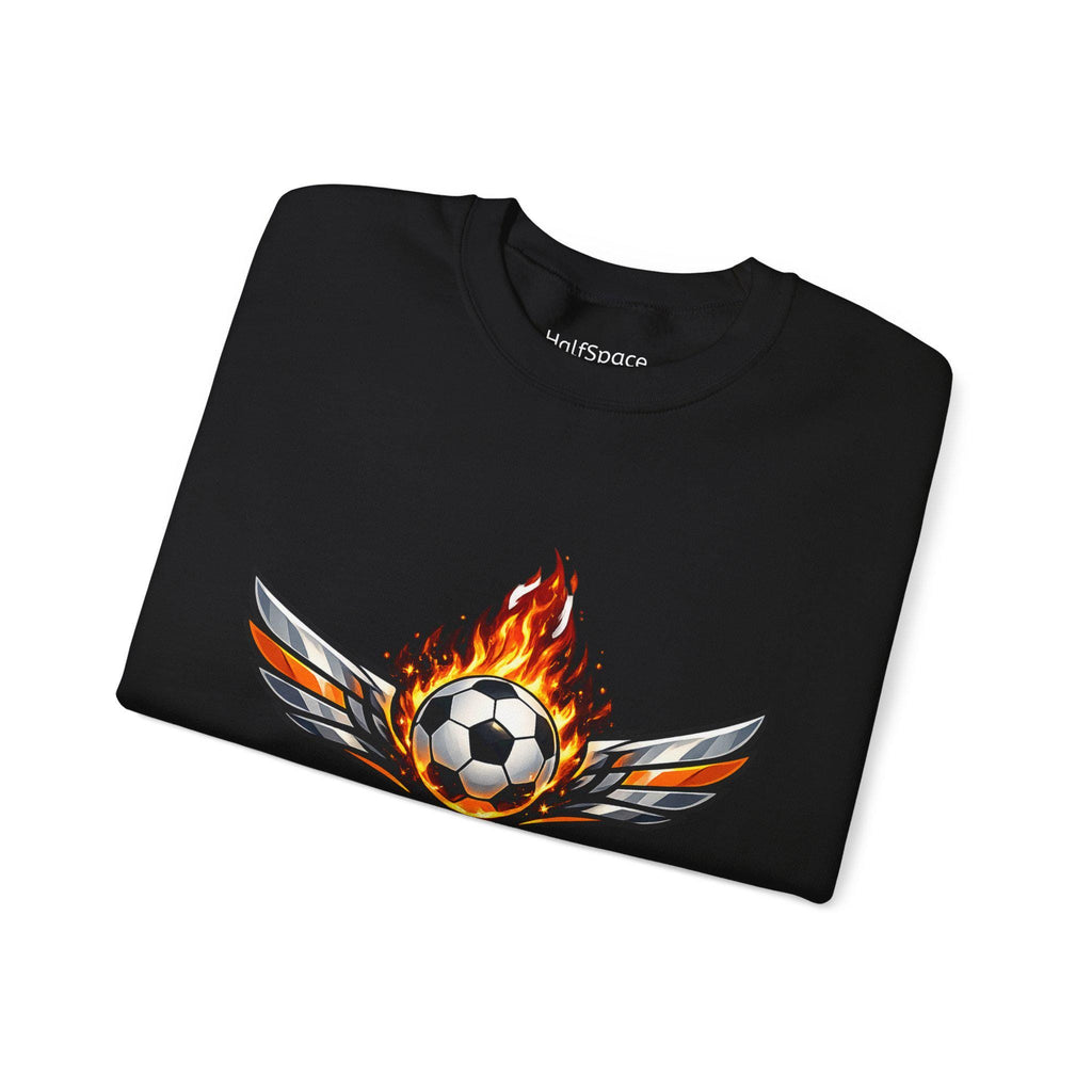 Flaming Soccer Ball Wings sweatshirt | Sports Graphic Crewneck | Minimal Streetwear