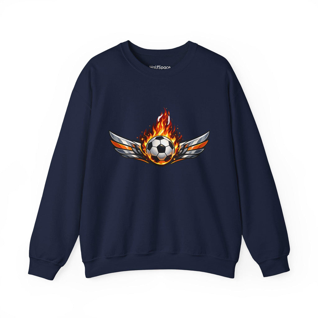 Flaming Soccer Ball Wings sweatshirt | Sports Graphic Crewneck | Minimal Streetwear