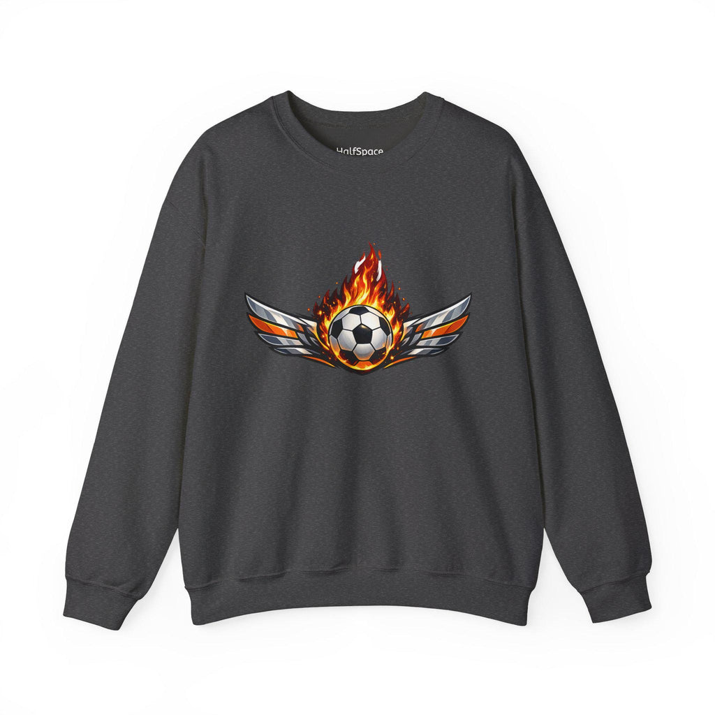 Flaming Soccer Ball Wings sweatshirt | Sports Graphic Crewneck | Minimal Streetwear