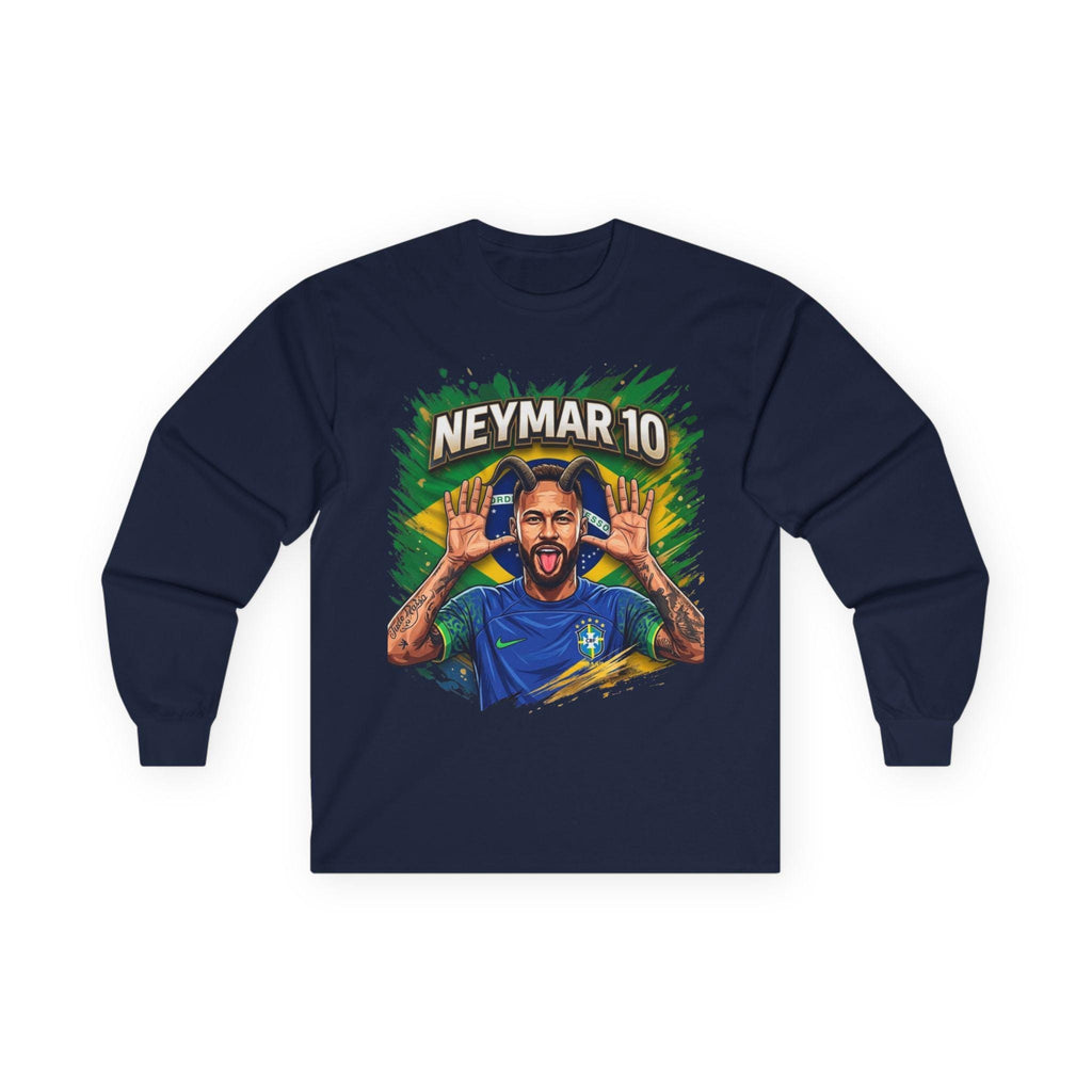 Neymar Jr. 10 Long Sleeve Tee | Vintage Feel Cotton Football Fandom Shirt