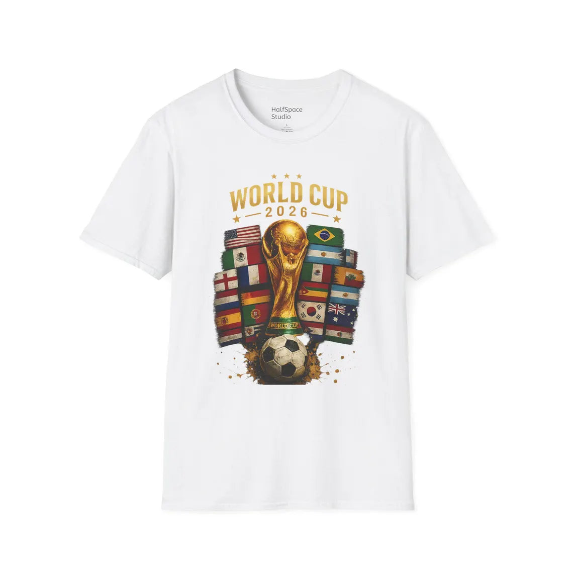 World Cup 2026 Trophy and Flags T-Shirt | Soccer Tournament Tee | Football/Soccer Fans