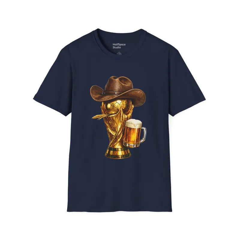 Cowboy Soccer Beer T-Shirt | Western Trophy Graphic Tee | HalfSpaceStudio WorldCup Apparel