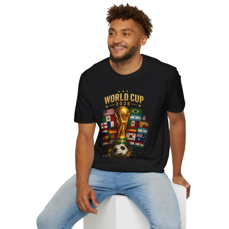 World Cup 2026 Trophy and Flags T-Shirt | Soccer Tournament Tee | Football/Soccer Fans