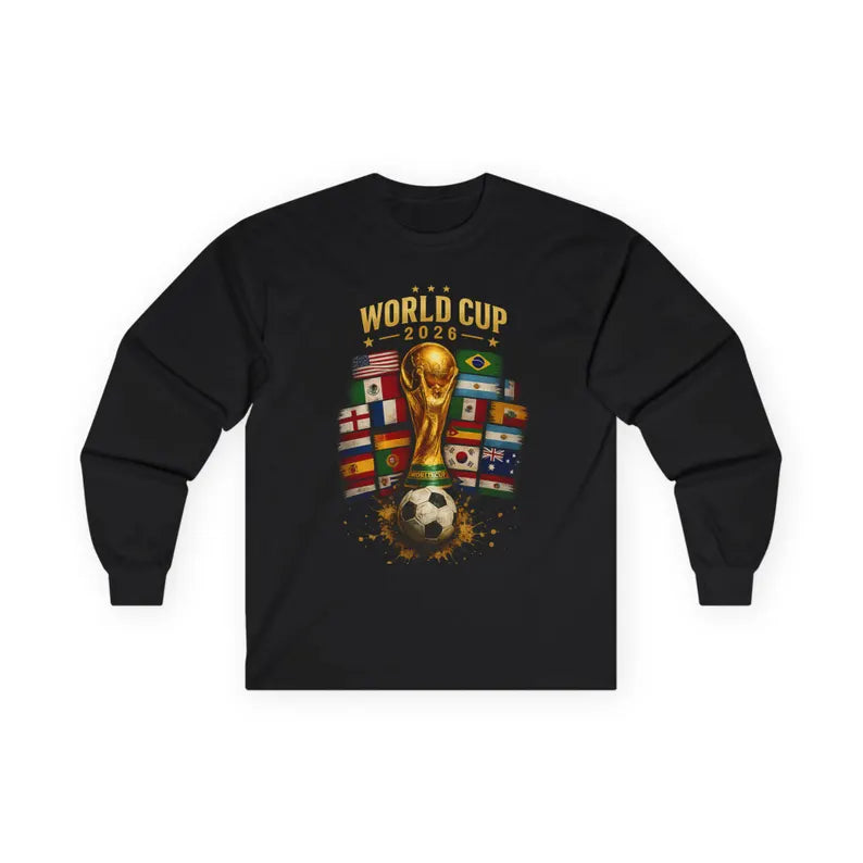 World Cup 2026 Trophy and Flags Long Sleeve Tee | Soccer/Football Fans | HalfSpaceStudio