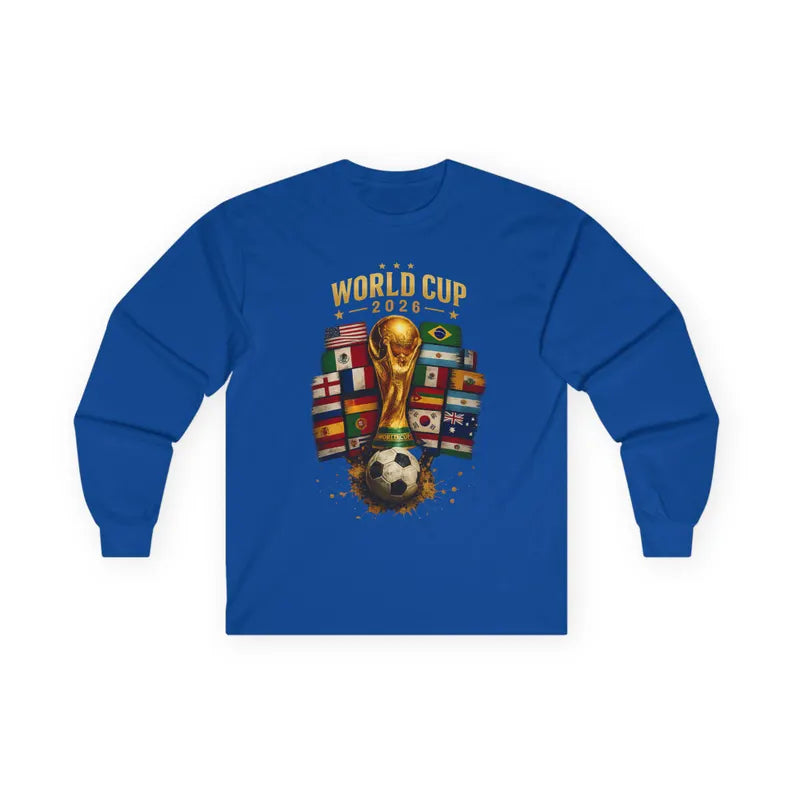 World Cup 2026 Trophy and Flags Long Sleeve Tee | Soccer/Football Fans | HalfSpaceStudio