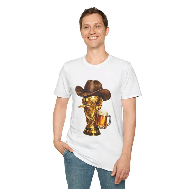 Cowboy Soccer Beer T-Shirt | Western Trophy Graphic Tee | HalfSpaceStudio WorldCup Apparel