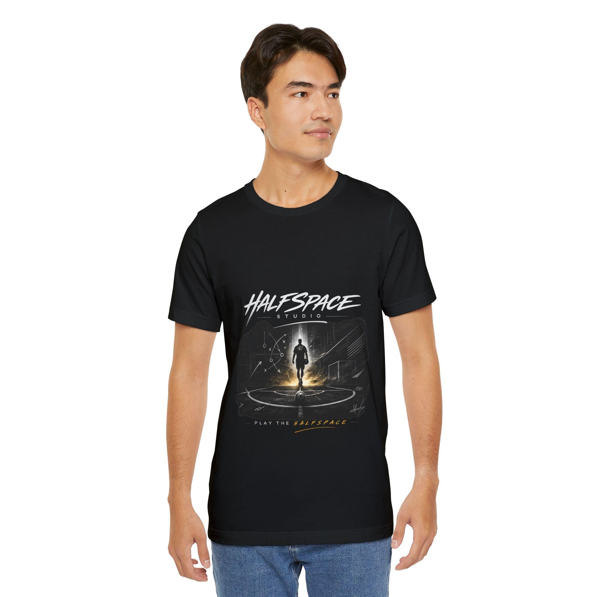 Halfspace Studios Astronaut Graphic T-Shirt | Space Exploration, Sci-Fi FootballTee-HalfSpace Studios.