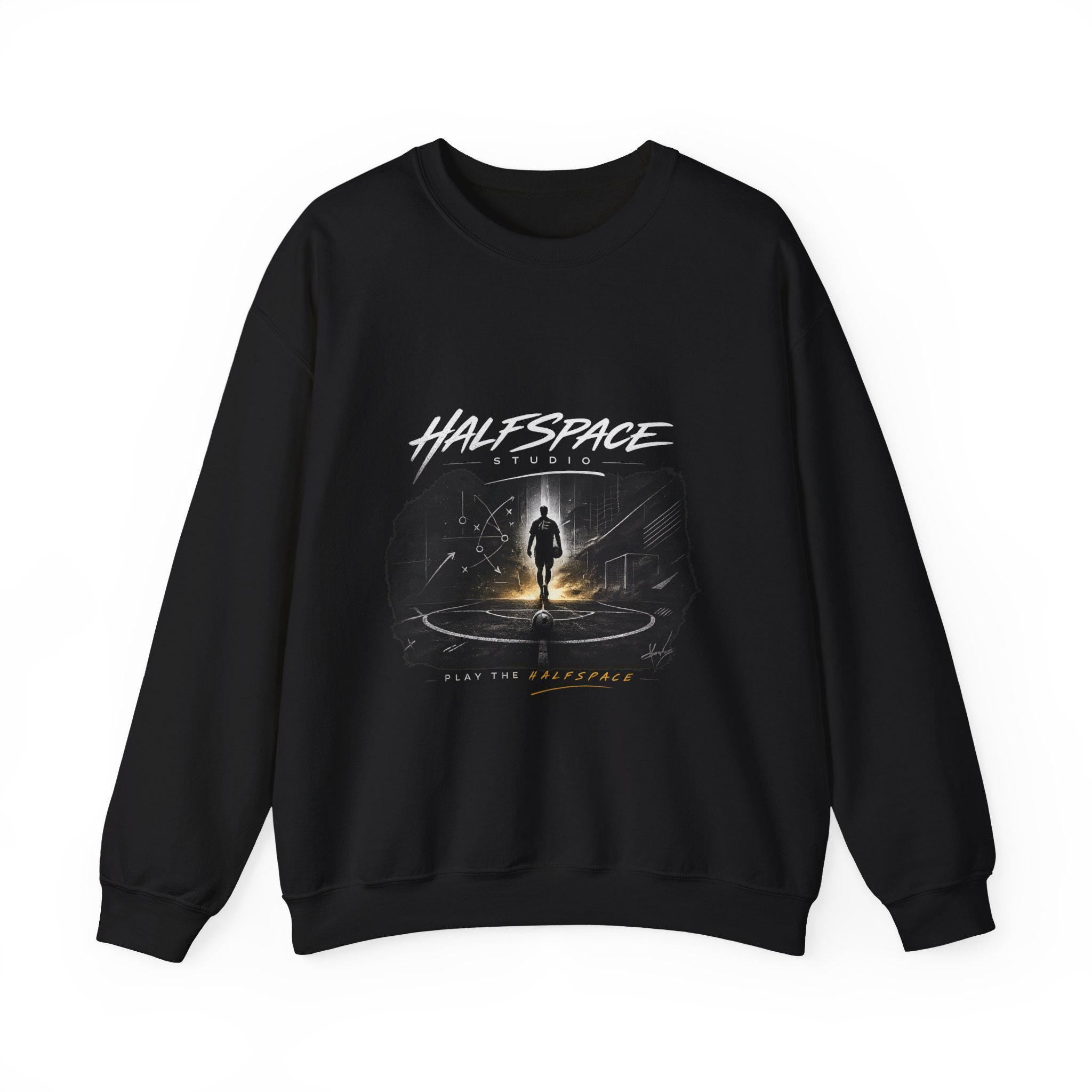 Silhouette Portal Walk, Sweatshirt | Lone Figure, Night Sky, Glowing Circle xFootball-HalfSpace Studio.