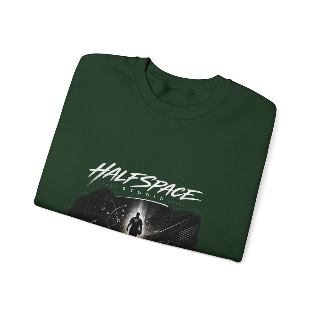 Silhouette Portal Walk, Sweatshirt | Lone Figure, Night Sky, Glowing Circle xFootball-HalfSpace Studio.