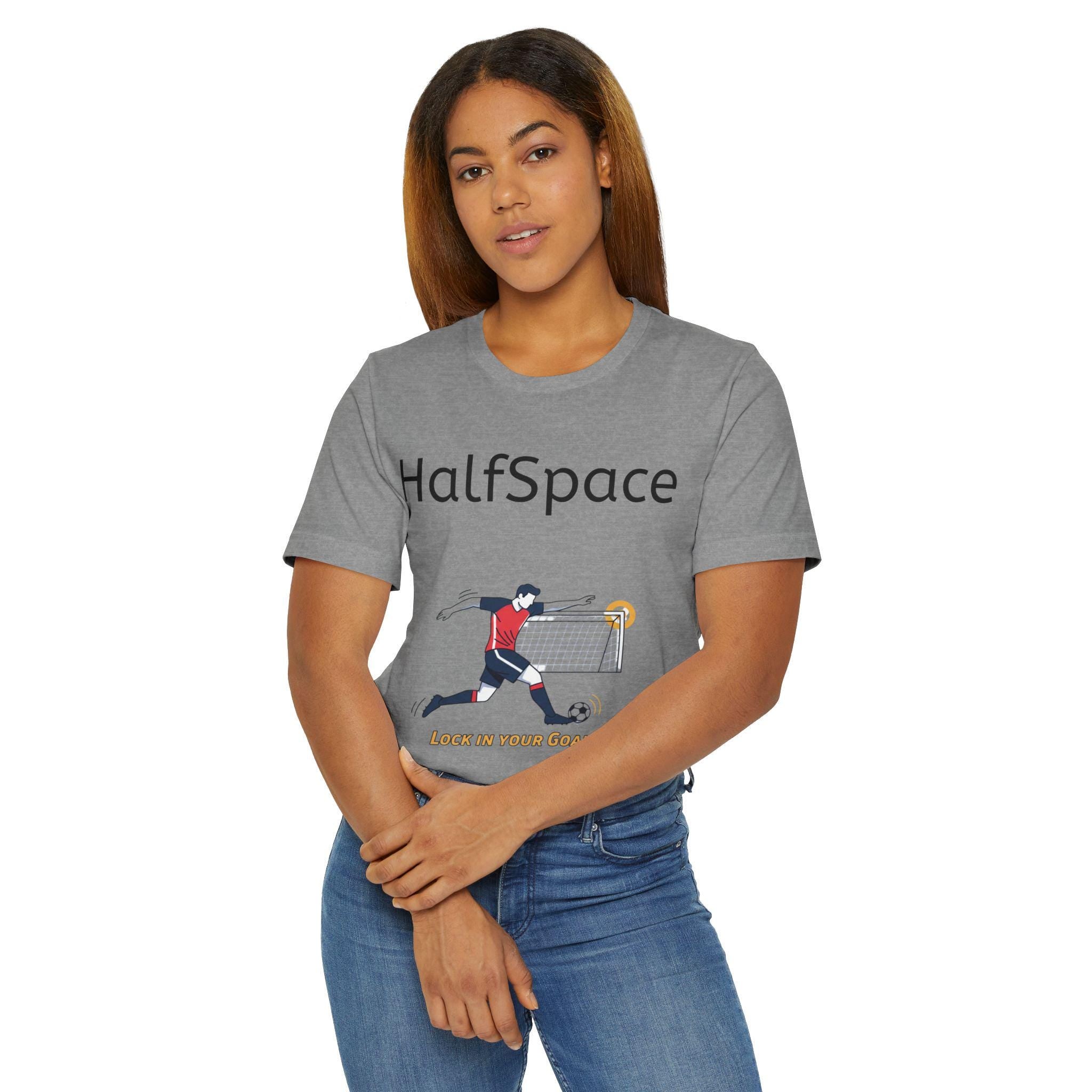 HalfSpace Soccer Player T-Shirt | Lock In Your Goals design