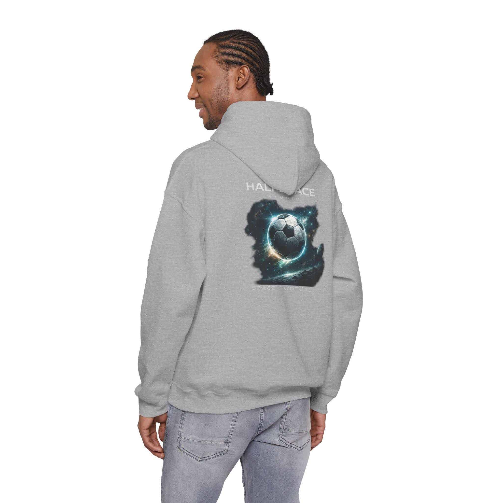Cosmic Soccer Planet Hoodie | Space Football Illustration-HalfSpace Studio