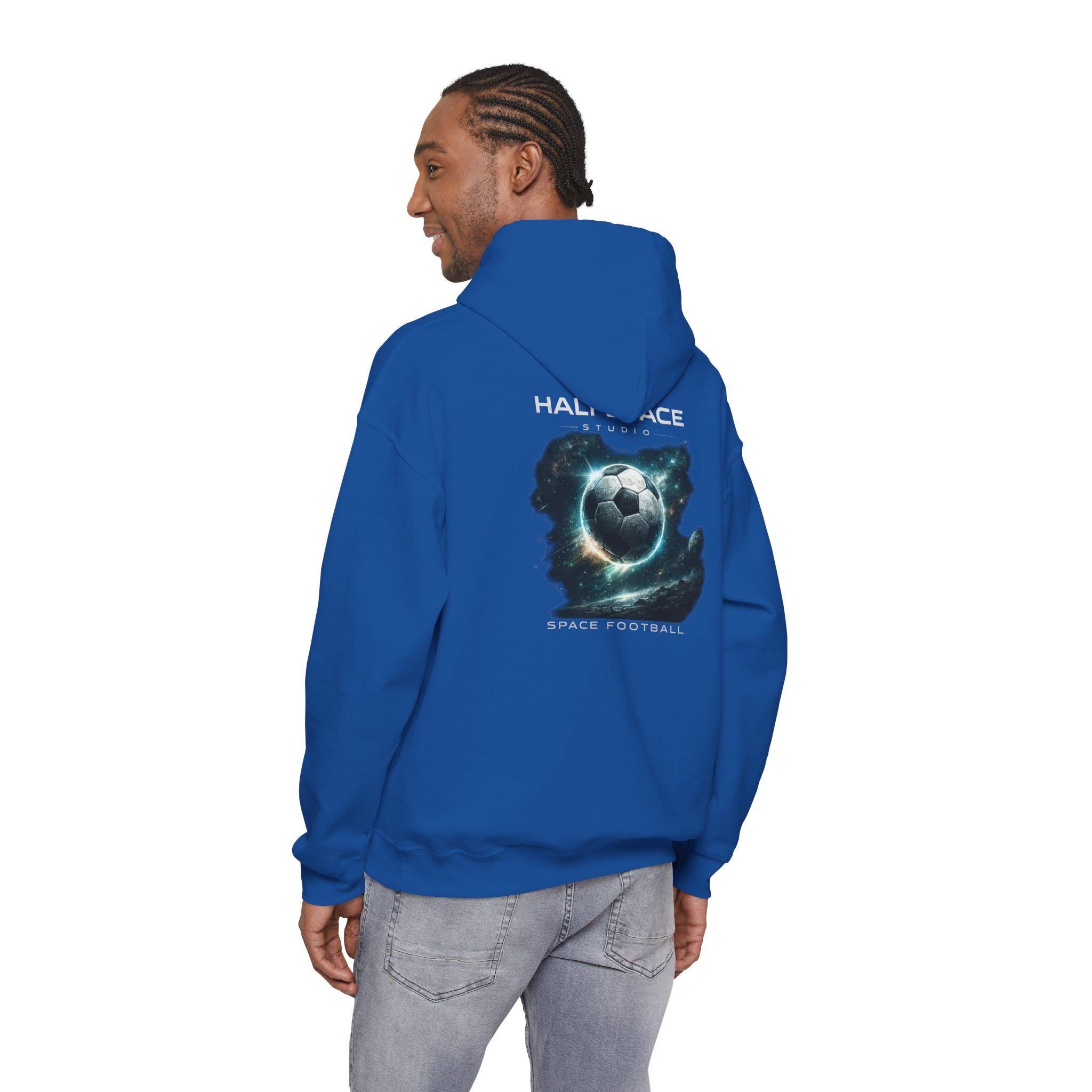 Cosmic Soccer Planet Hoodie | Space Football Illustration-HalfSpace Studio
