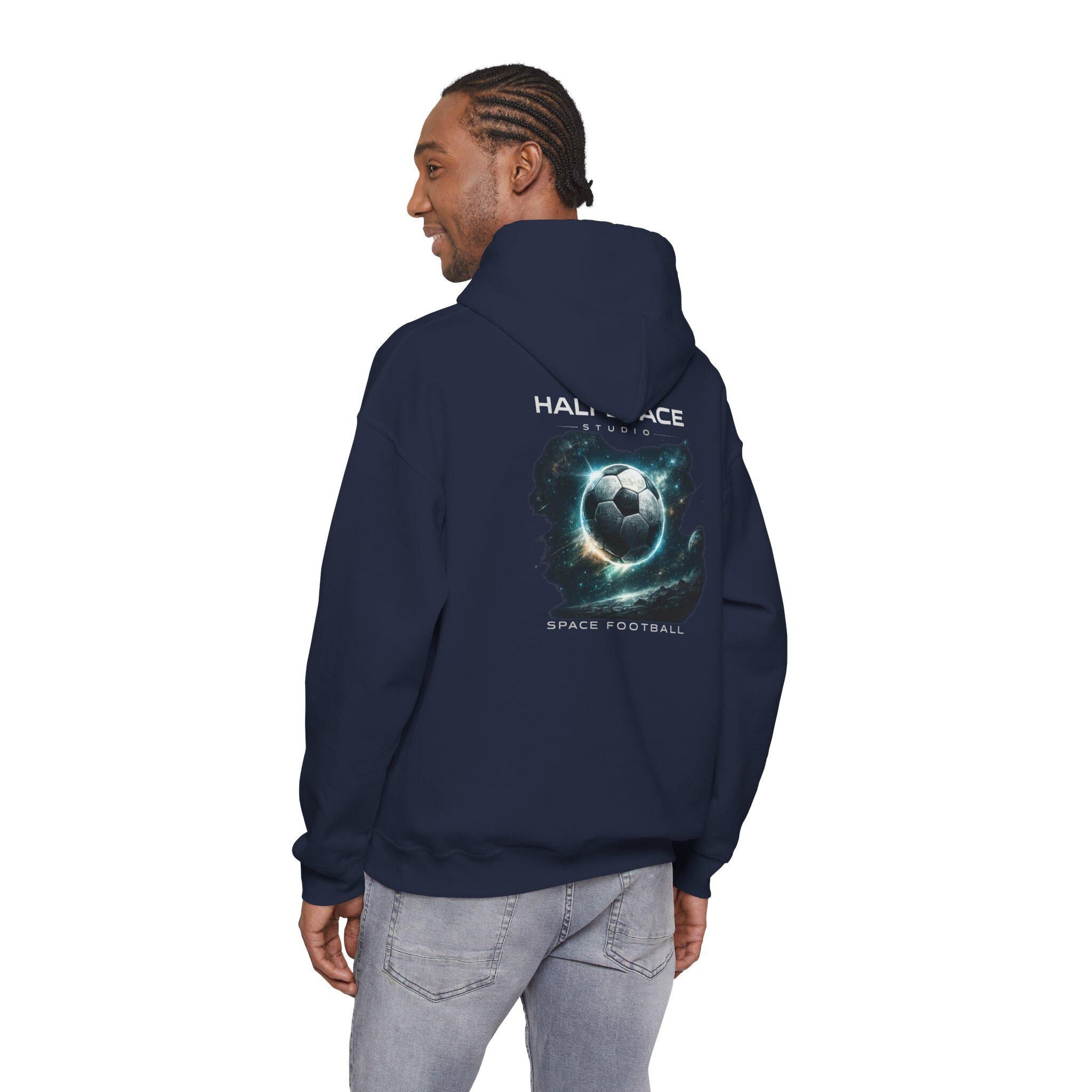 Cosmic Soccer Planet Hoodie | Space Football Illustration-HalfSpace Studio