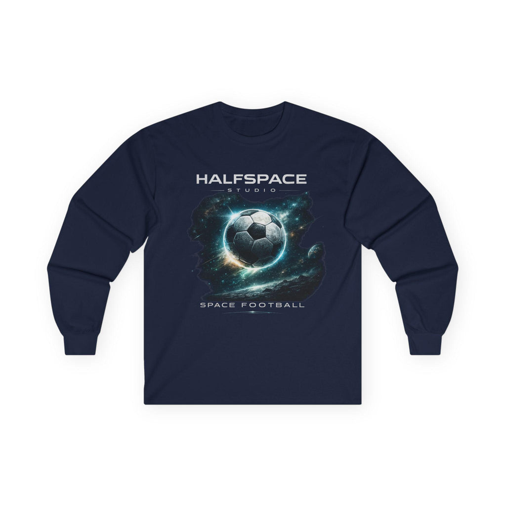 HalfSpace Studio Space Football Long Sleeve Tee | Soccer Planet Graphic-HalfSpace Studio