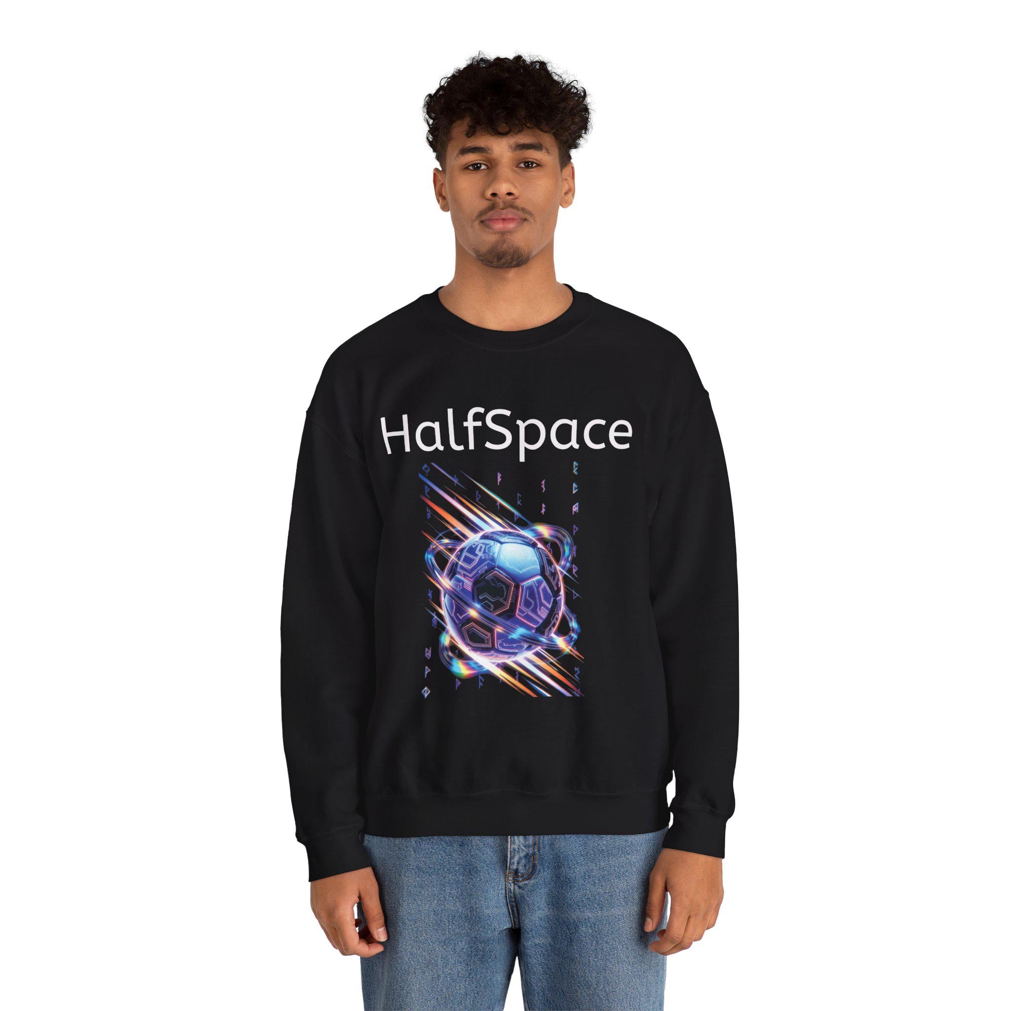 HalfSpace Futuristic Soccer Ball Sweatshirt | Cyber Space Sports Crewneck