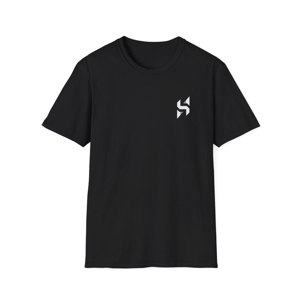 Geometric HS Logo T-Shirt | Minimal Chest Emblem, Monochrome Streetwear | HalfSpace Studio Branding