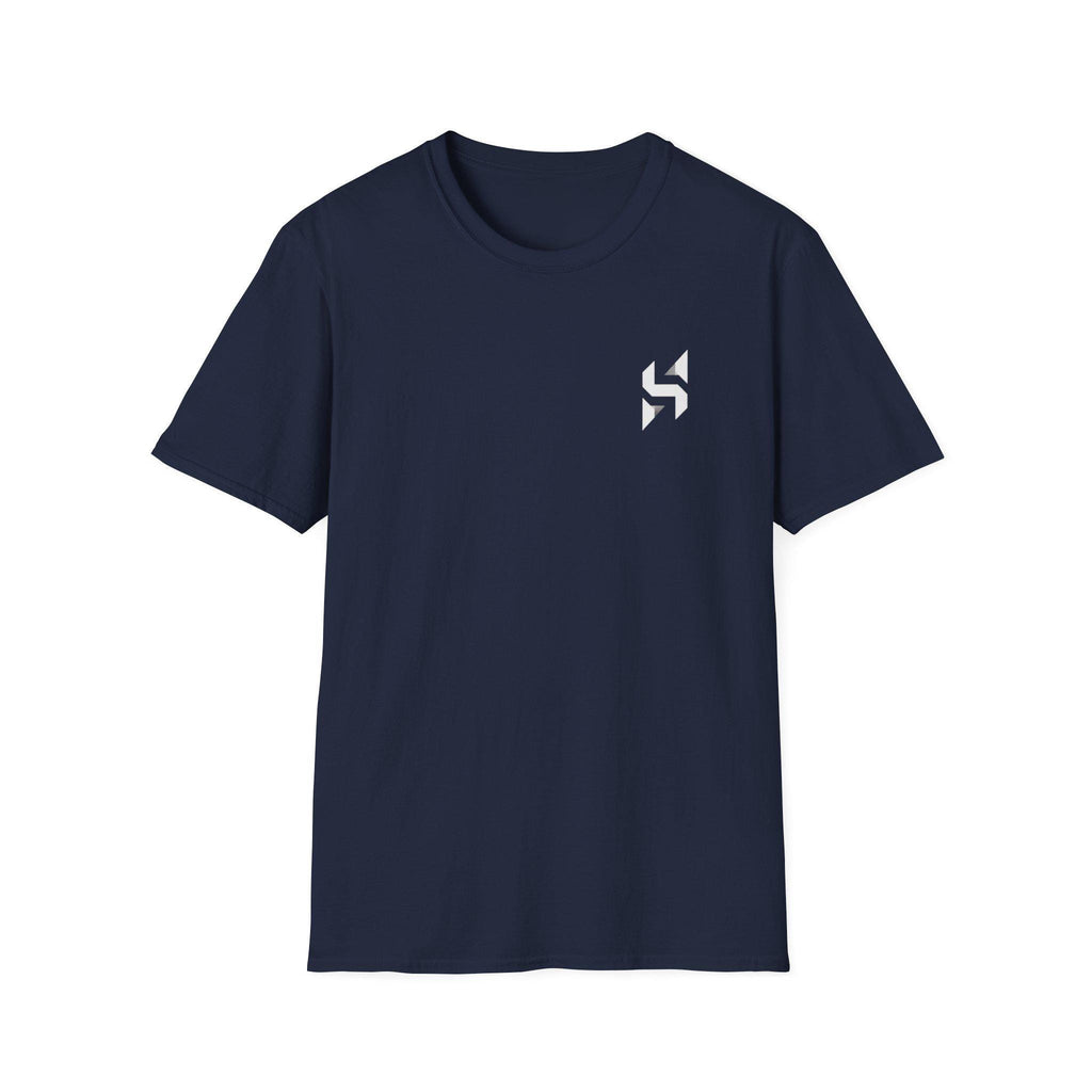 Geometric HS Logo T-Shirt | Minimal Chest Emblem, Monochrome Streetwear | HalfSpace Studio Branding
