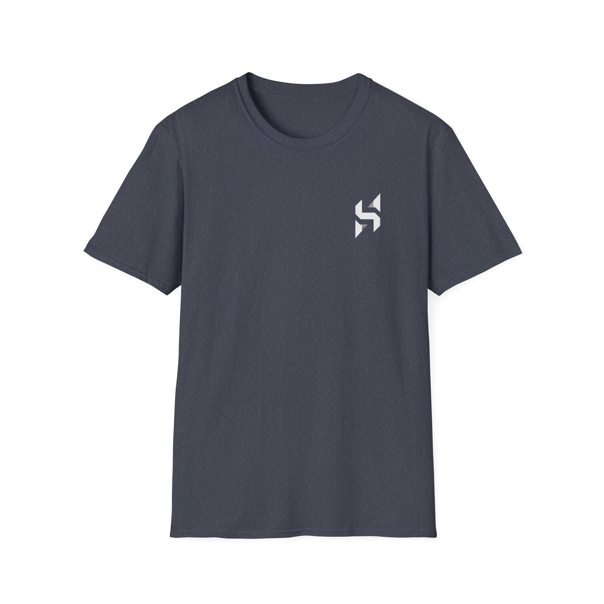 Geometric HS Logo T-Shirt | Minimal Chest Emblem, Monochrome Streetwear | HalfSpace Studio Branding
