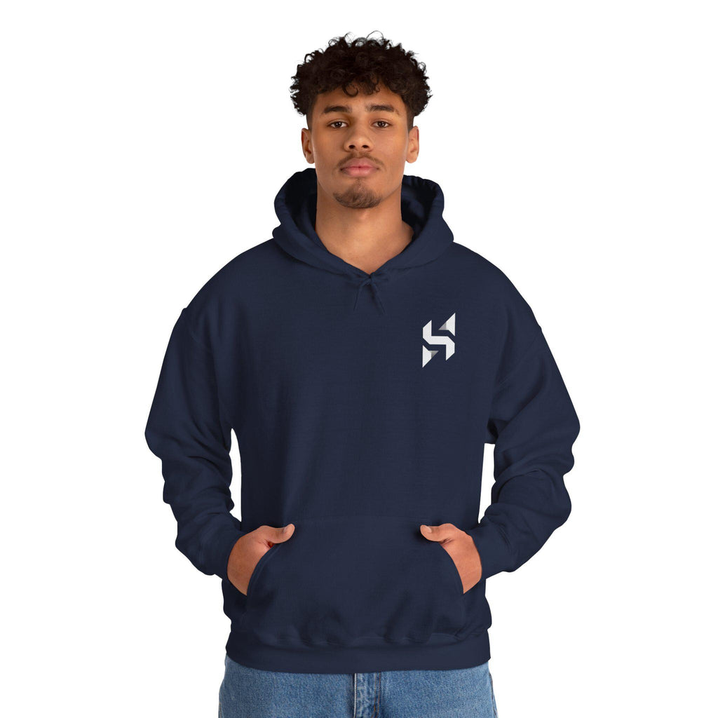 Abstract Geometric Logo Hoodie | Minimal Monochrome Chest Emblem | Streetwear | HalfSpace Studio Branding