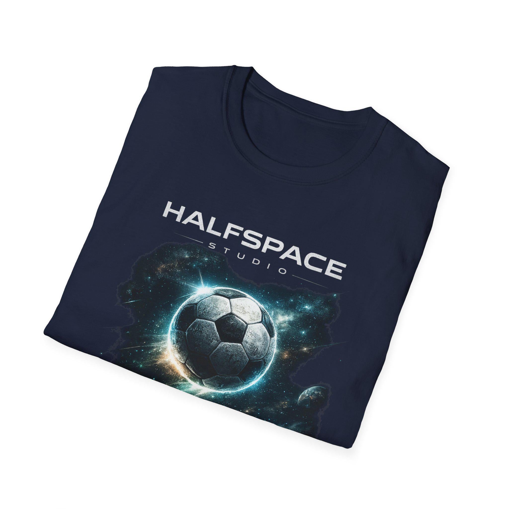 Space Football T Shirt | Cosmic Soccer Graphic Tee | Sci Fi Streetwear Top