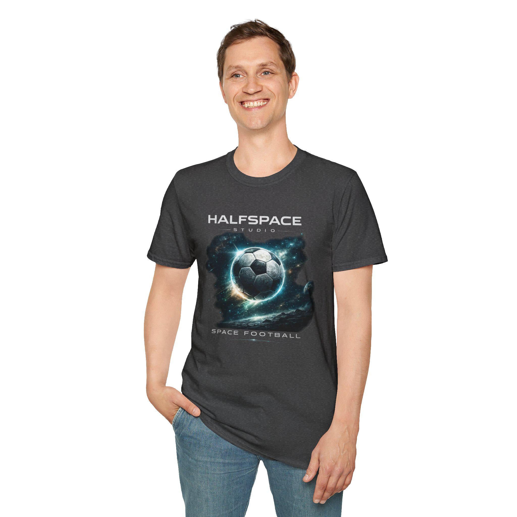 Space Football T Shirt | Cosmic Soccer Graphic Tee | Sci Fi Streetwear Top