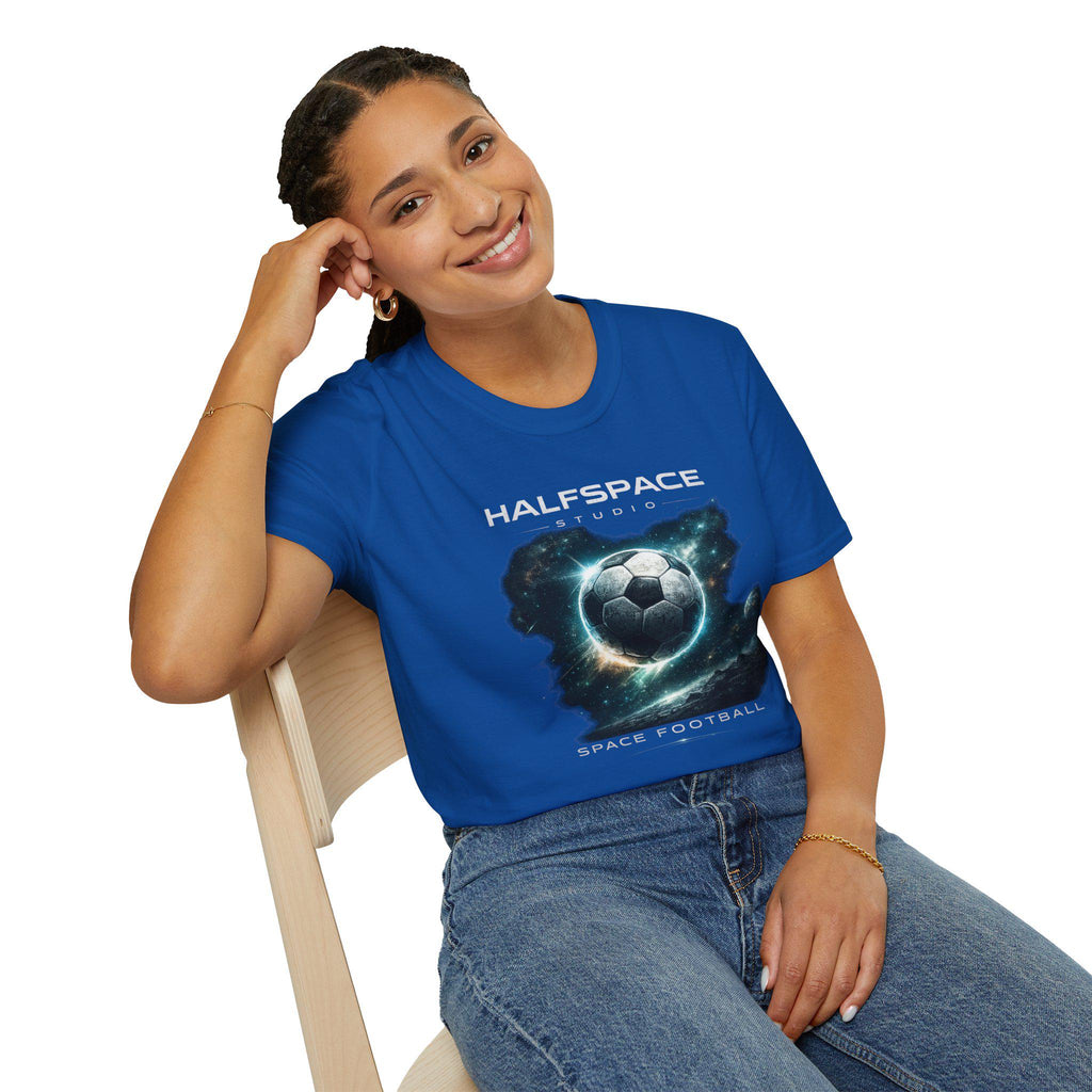 Space Football T Shirt | Cosmic Soccer Graphic Tee | Sci Fi Streetwear Top