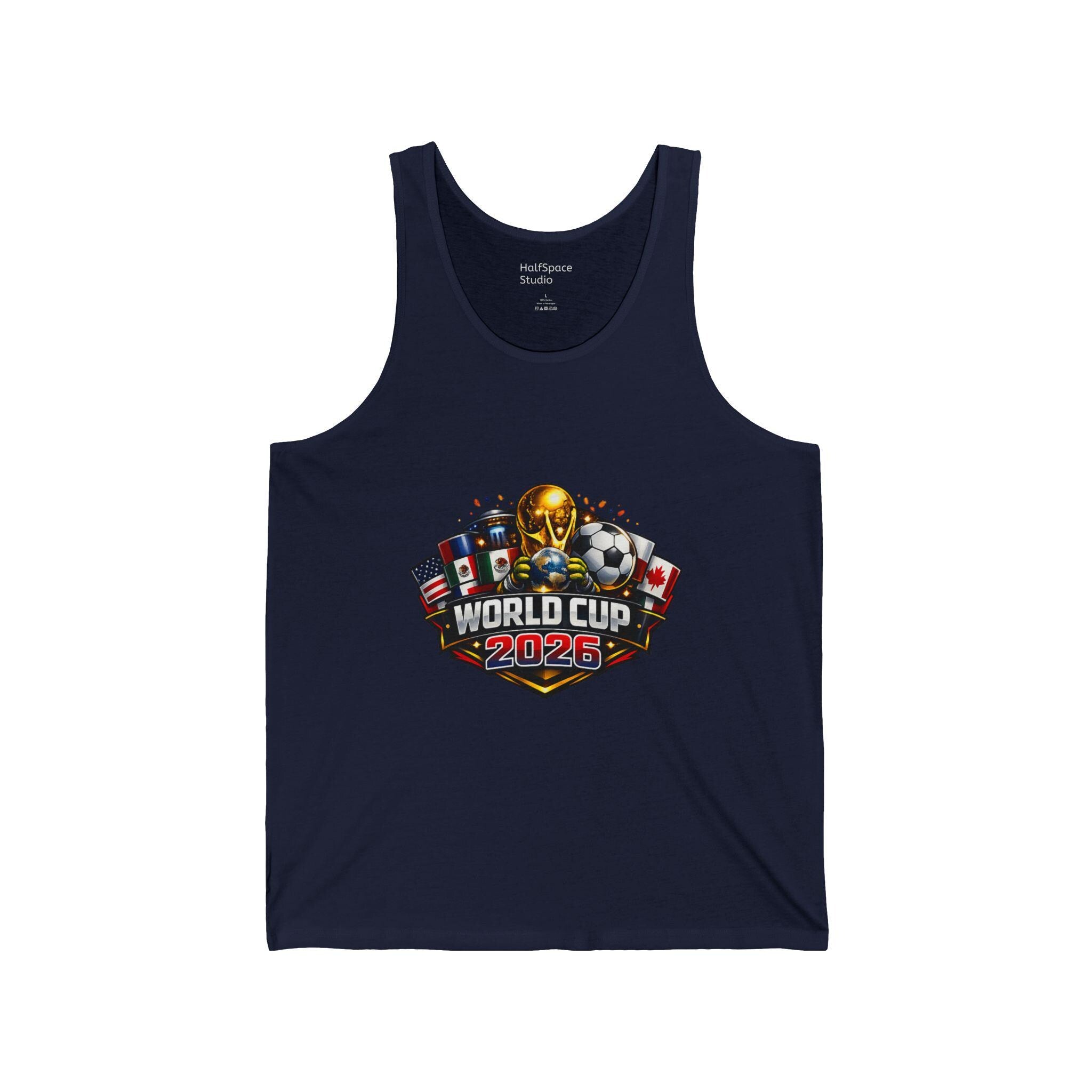 World Cup 2026 Soccer Trophy Tank Top | Championship Flags, Ball Design