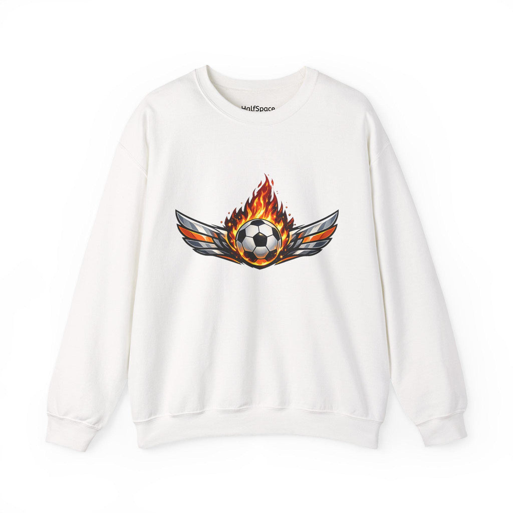 Flaming Soccer Ball Wings sweatshirt | Sports Graphic Crewneck | Minimal Streetwear