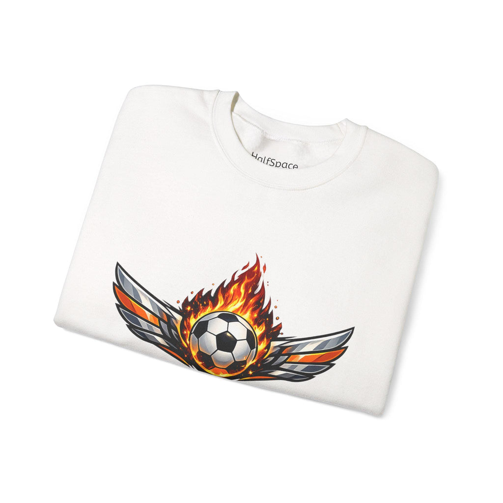 Flaming Soccer Ball Wings sweatshirt | Sports Graphic Crewneck | Minimal Streetwear