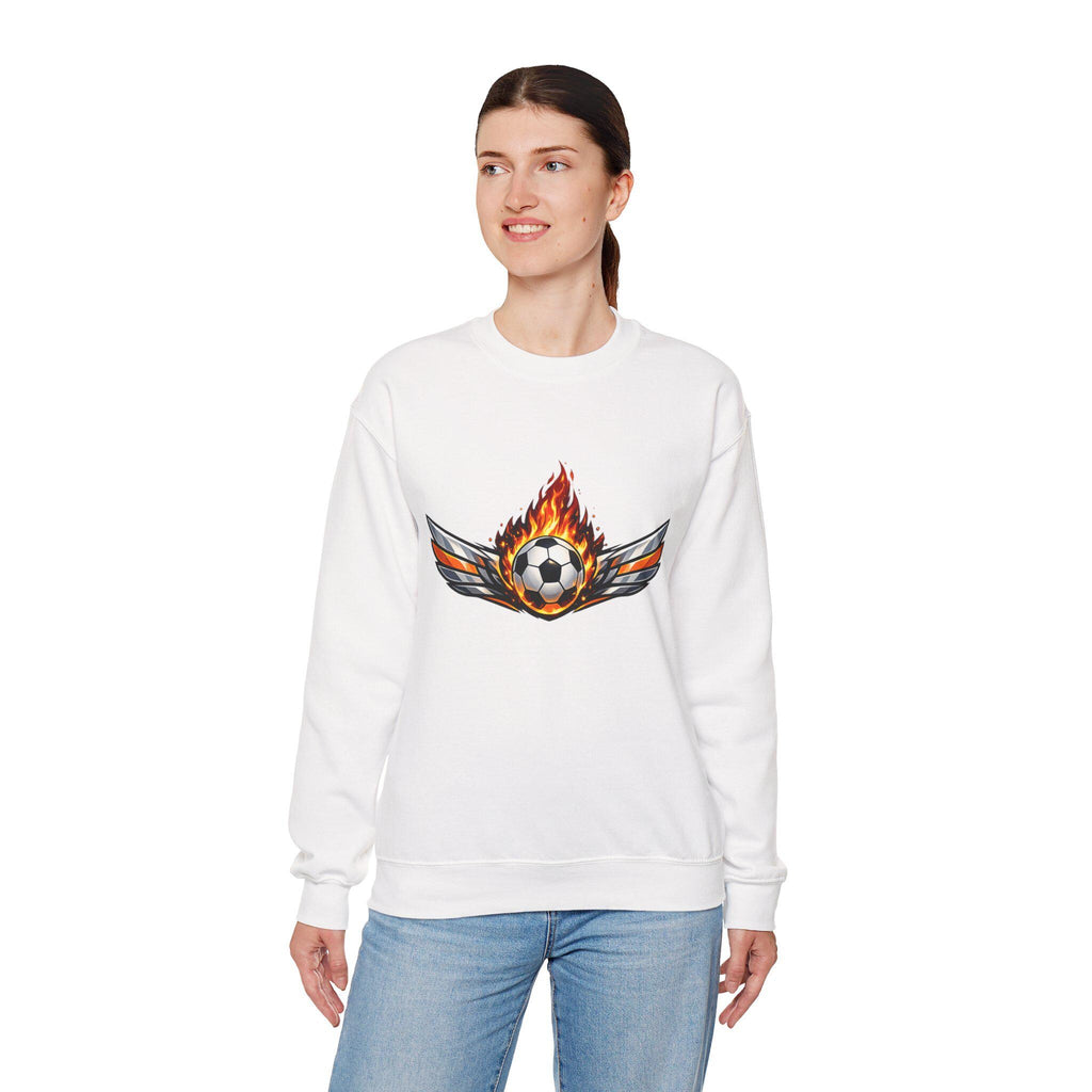 Flaming Soccer Ball Wings sweatshirt | Sports Graphic Crewneck | Minimal Streetwear