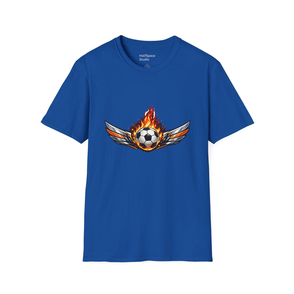 Flaming Soccer Ball Wings T-Shirt | Football Graphic Tee | Minimal Streetwear