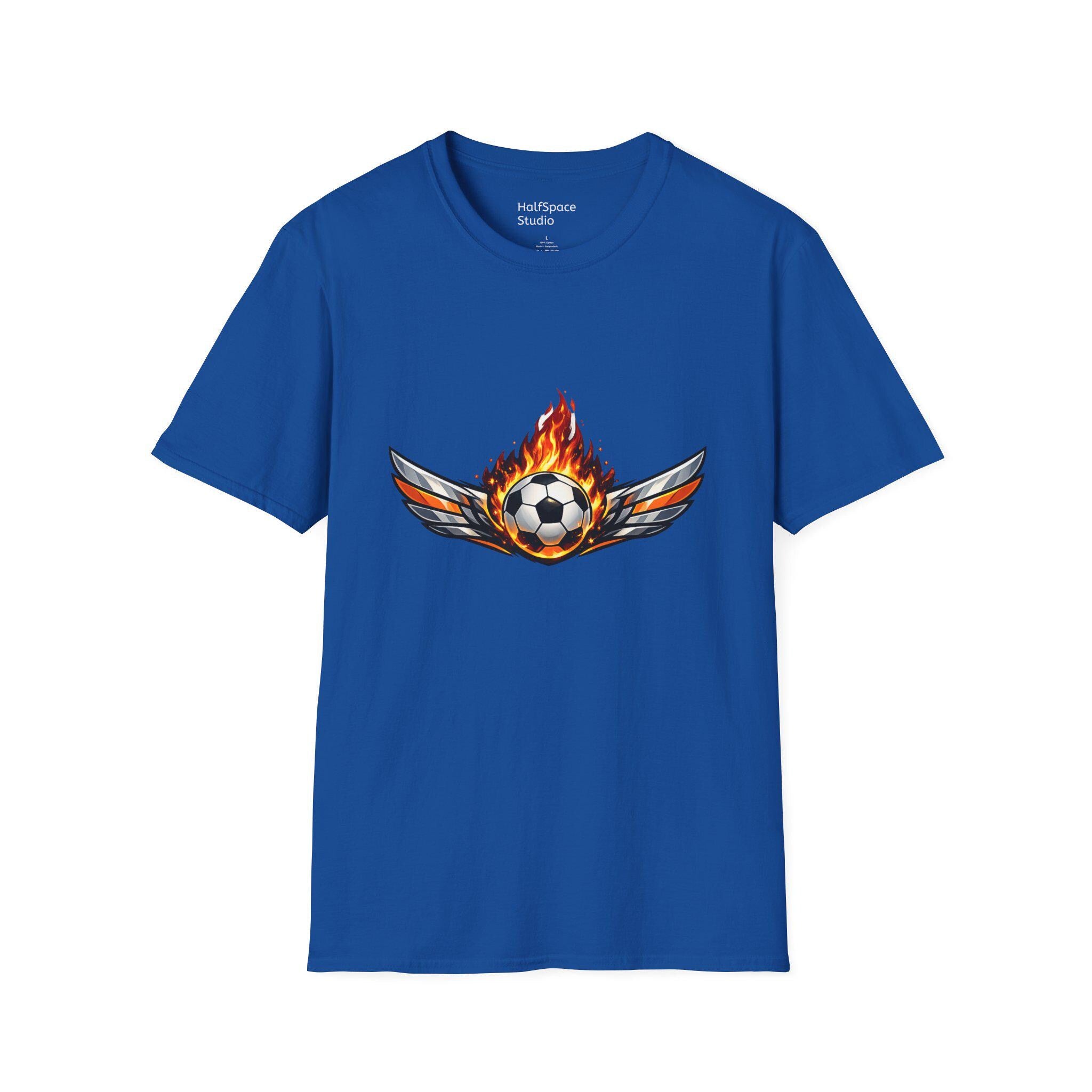 Flaming Soccer Ball Wings T-Shirt | Football Graphic Tee | Minimal Streetwear