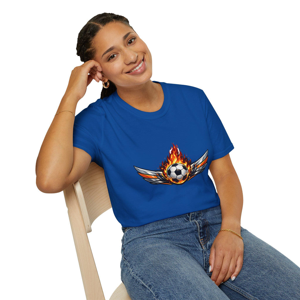Flaming Soccer Ball Wings T-Shirt | Football Graphic Tee | Minimal Streetwear