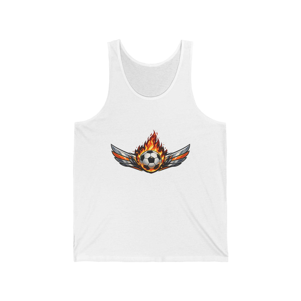 Flaming Winged Soccer Ball Tank Top | Minimal Streetwear Graphic Tee