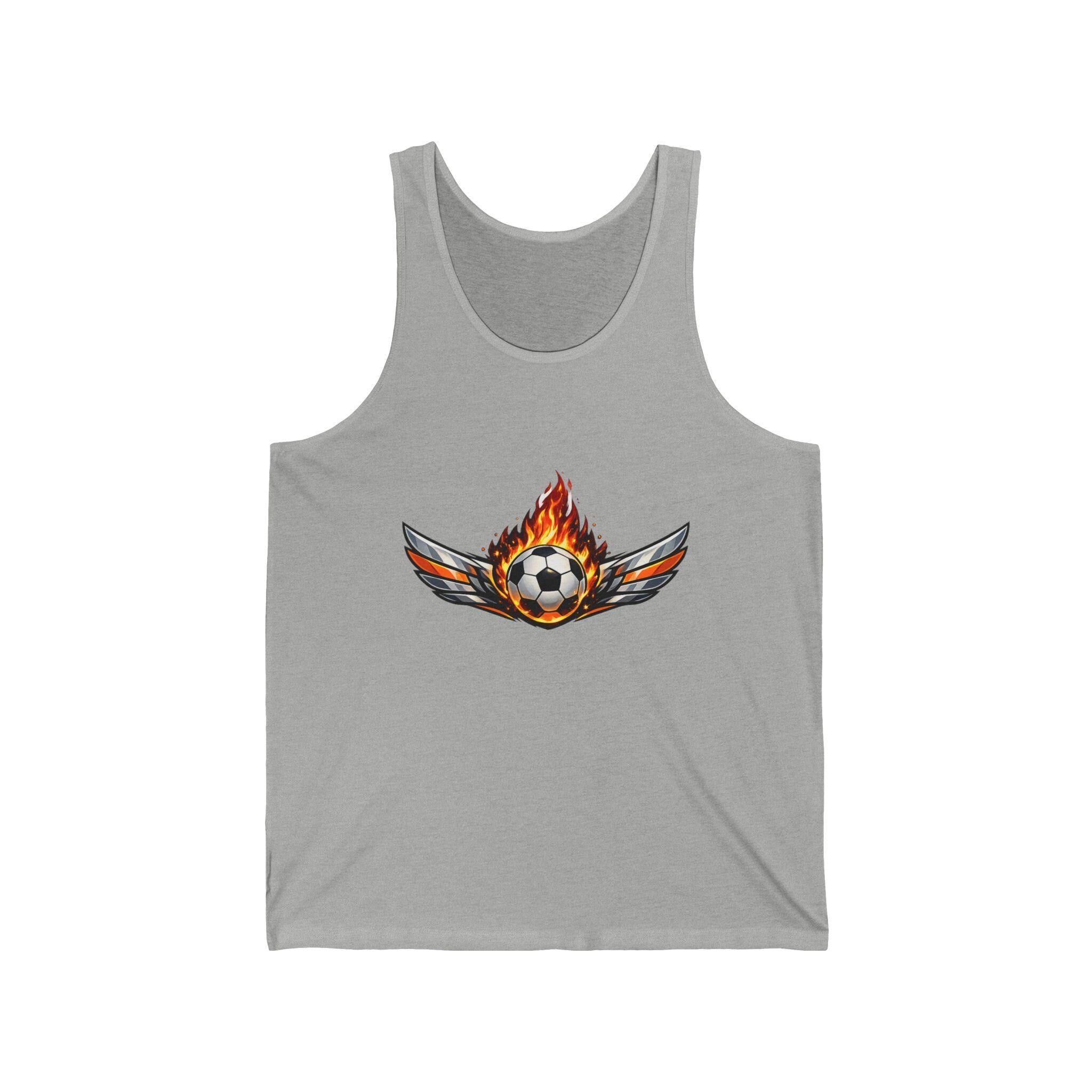 Flaming Winged Soccer Ball Tank Top | Minimal Streetwear Graphic Tee