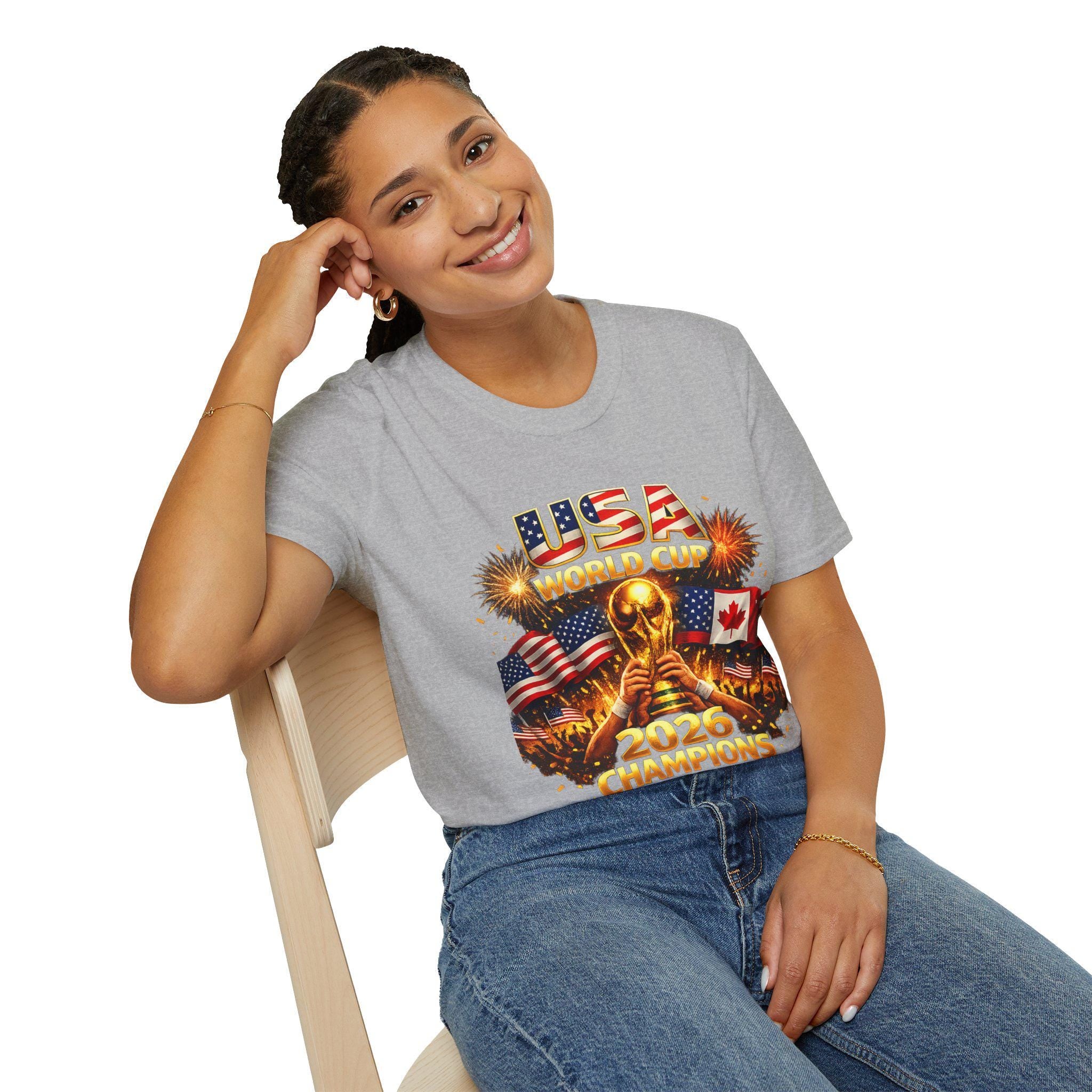 USA World Cup 2026 Champions T-Shirt | Soccer Trophy, Flags, Fireworks