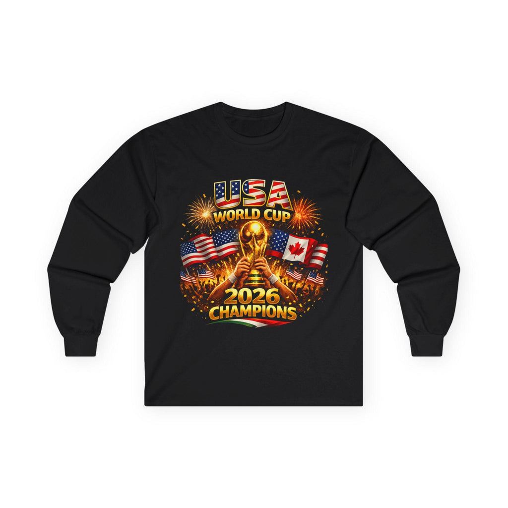 USA World Cup Champions 2020 Long Sleeve Tee | Soccer Trophy Flags