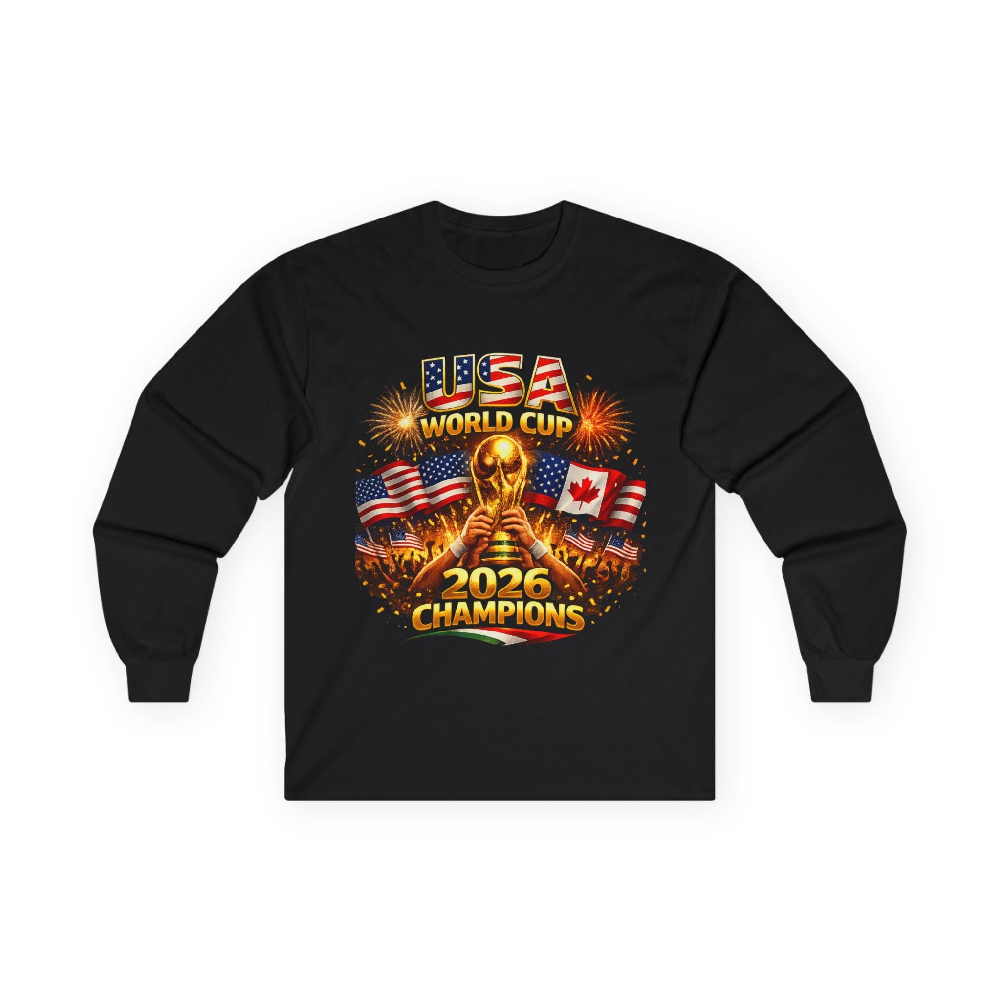 USA World Cup Champions 2020 Long Sleeve Tee | Soccer Trophy Flags