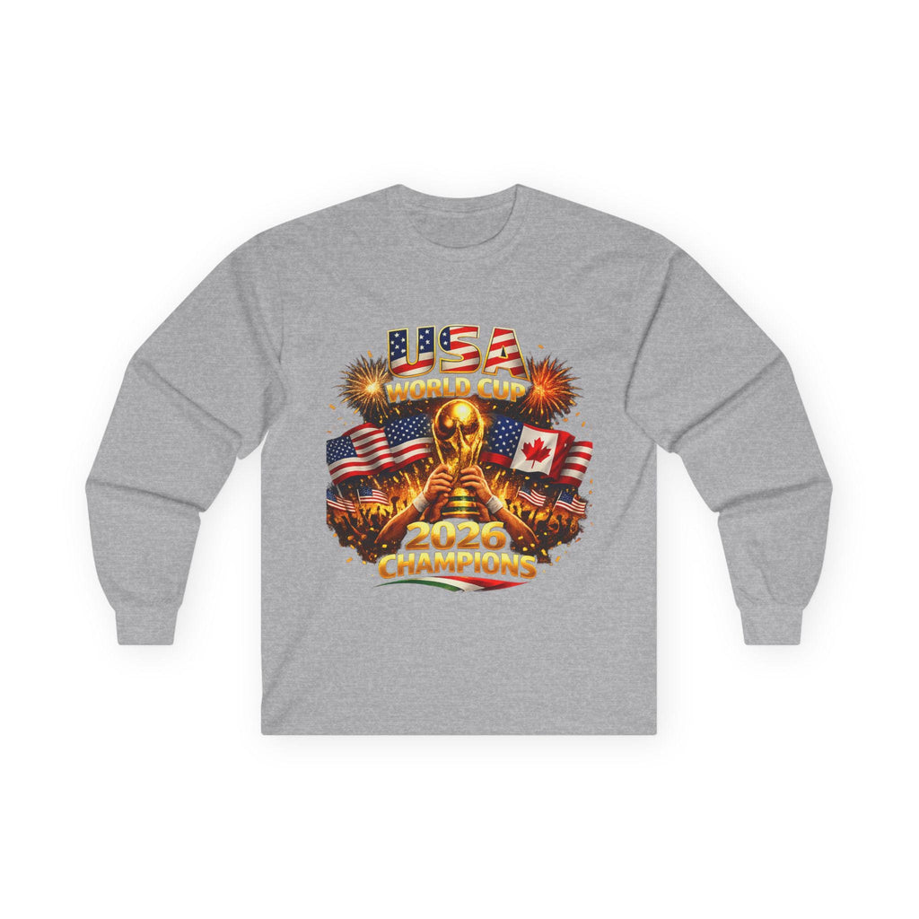 USA World Cup Champions 2020 Long Sleeve Tee | Soccer Trophy Flags
