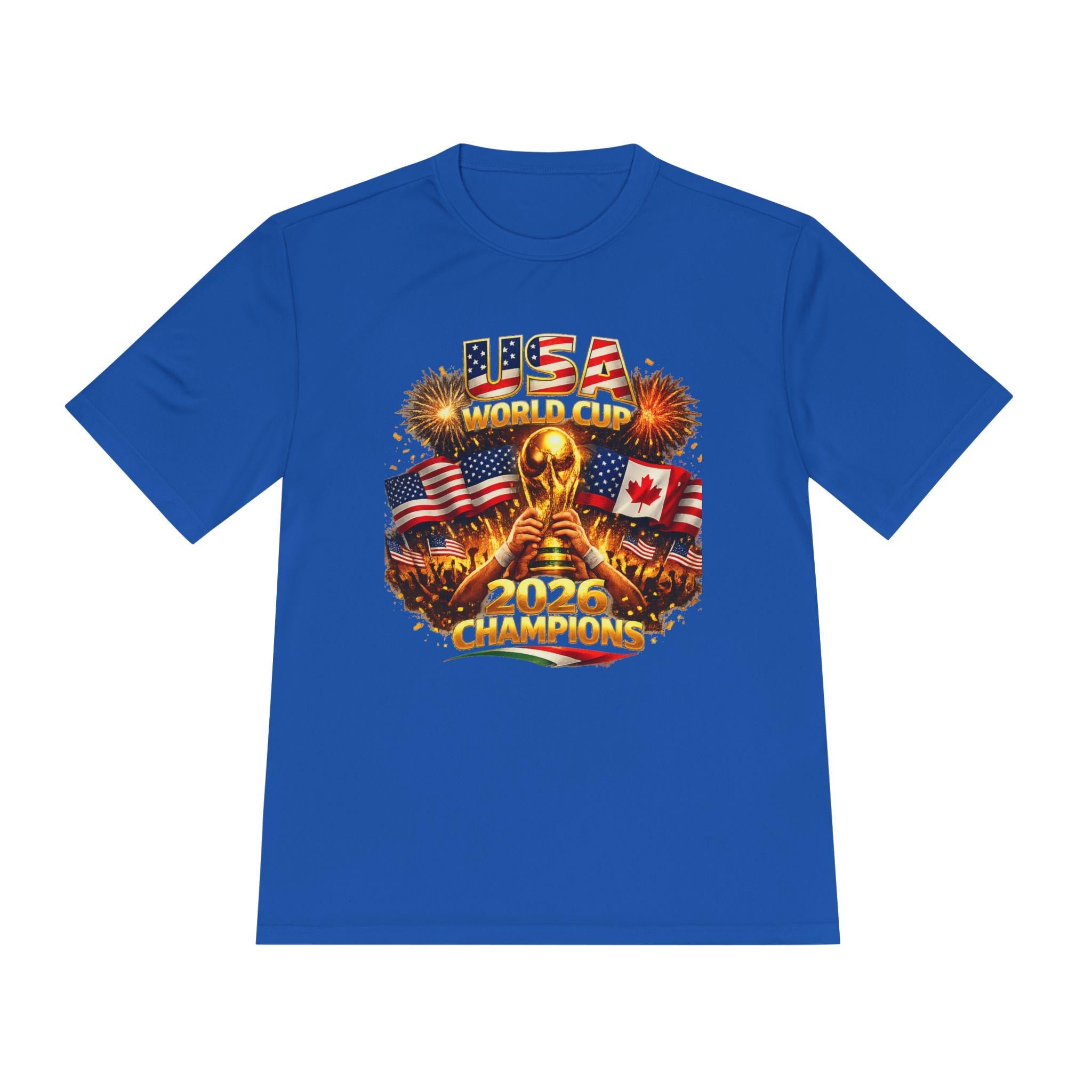 USA World Champions Trophy 2026 Tee | American Flag, Fireworks, Gold Cup