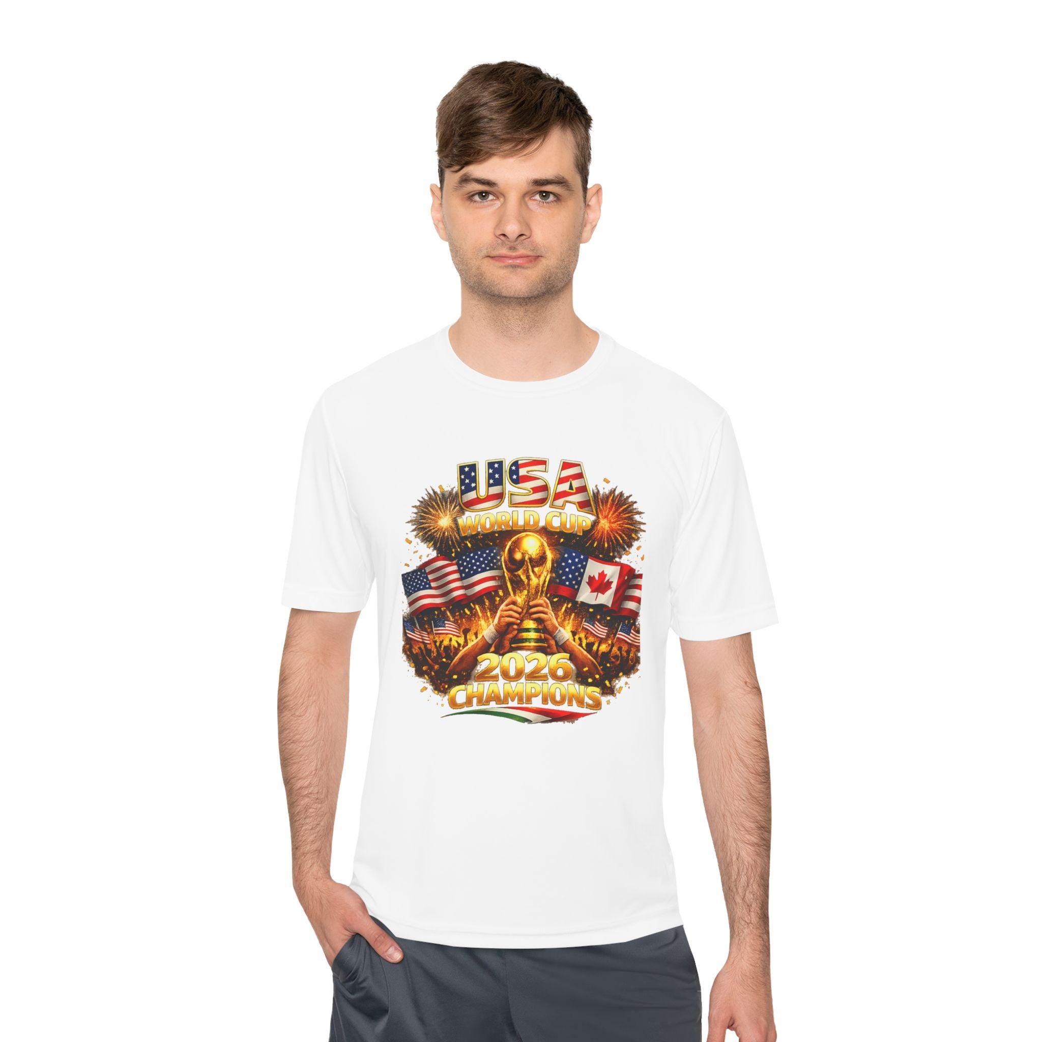 USA World Champions Trophy 2026 Tee | American Flag, Fireworks, Gold Cup