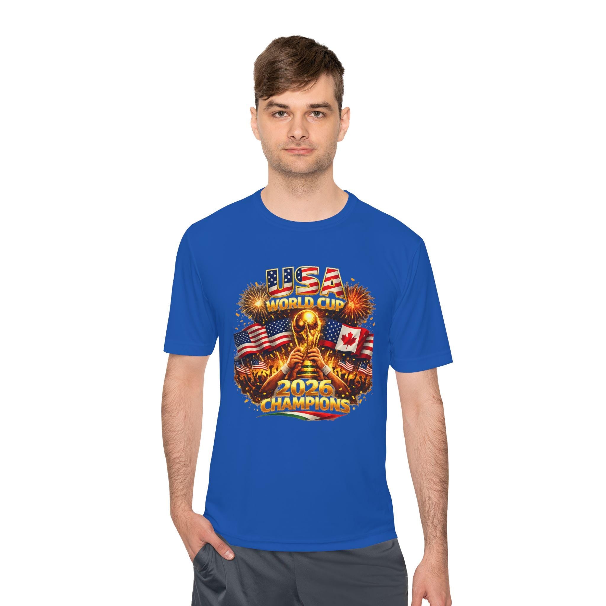 USA World Champions Trophy 2026 Tee | American Flag, Fireworks, Gold Cup