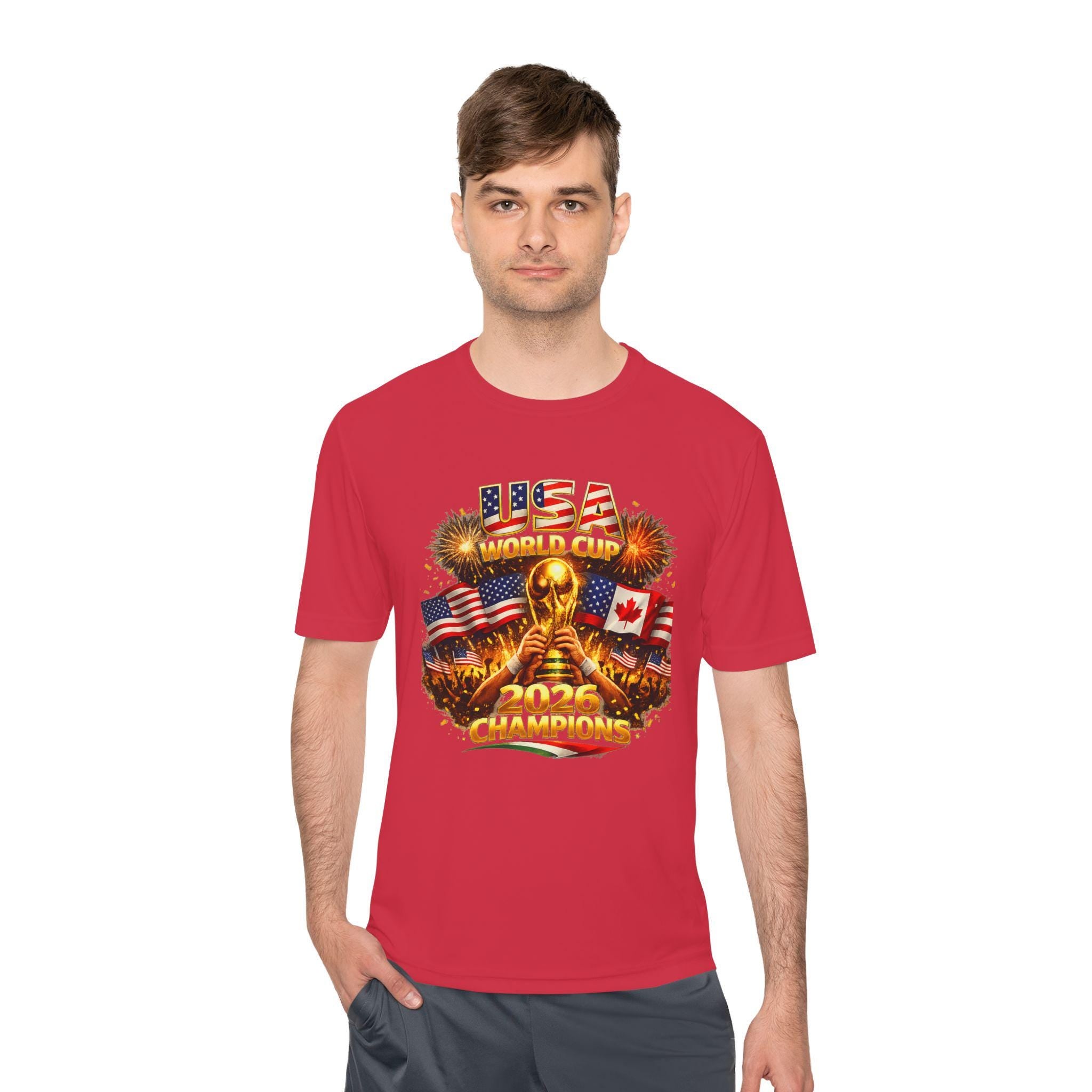 USA World Champions Trophy 2026 Tee | American Flag, Fireworks, Gold Cup