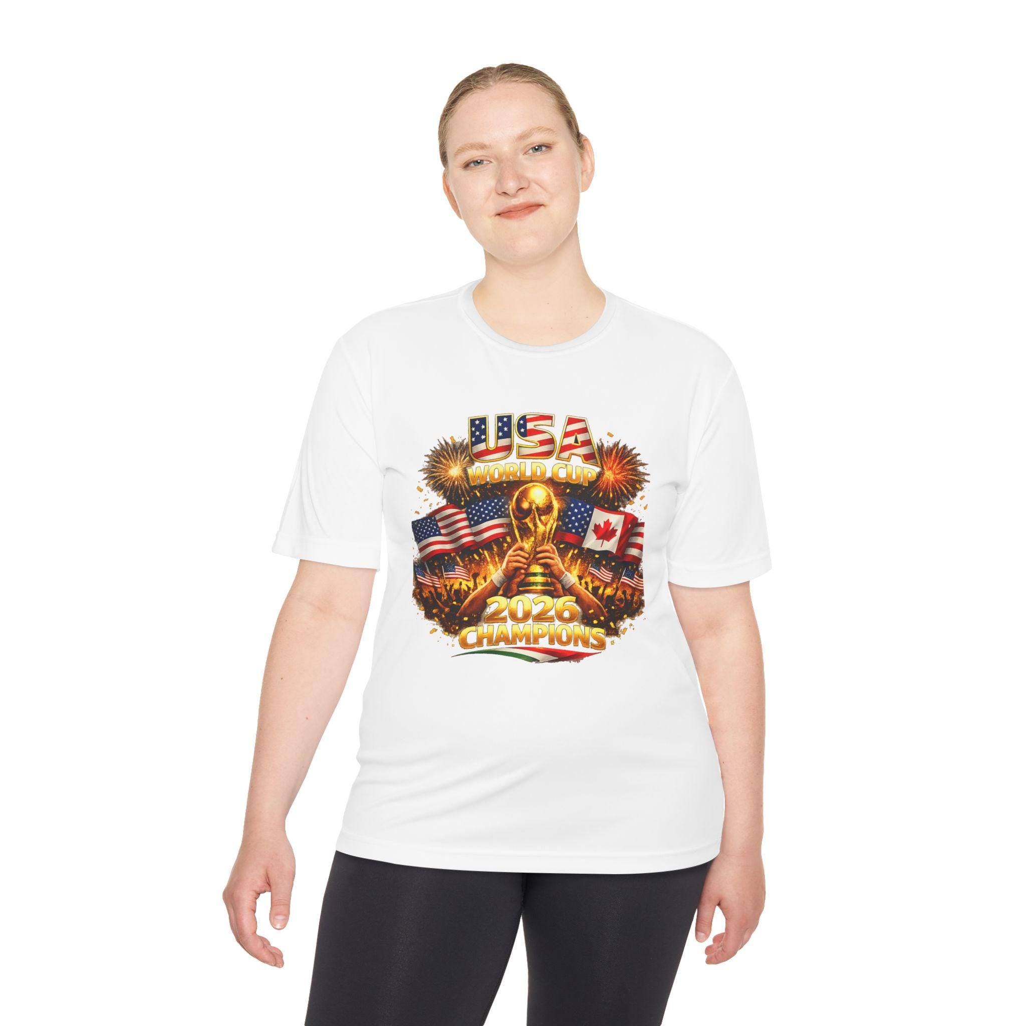 USA World Champions Trophy 2026 Tee | American Flag, Fireworks, Gold Cup