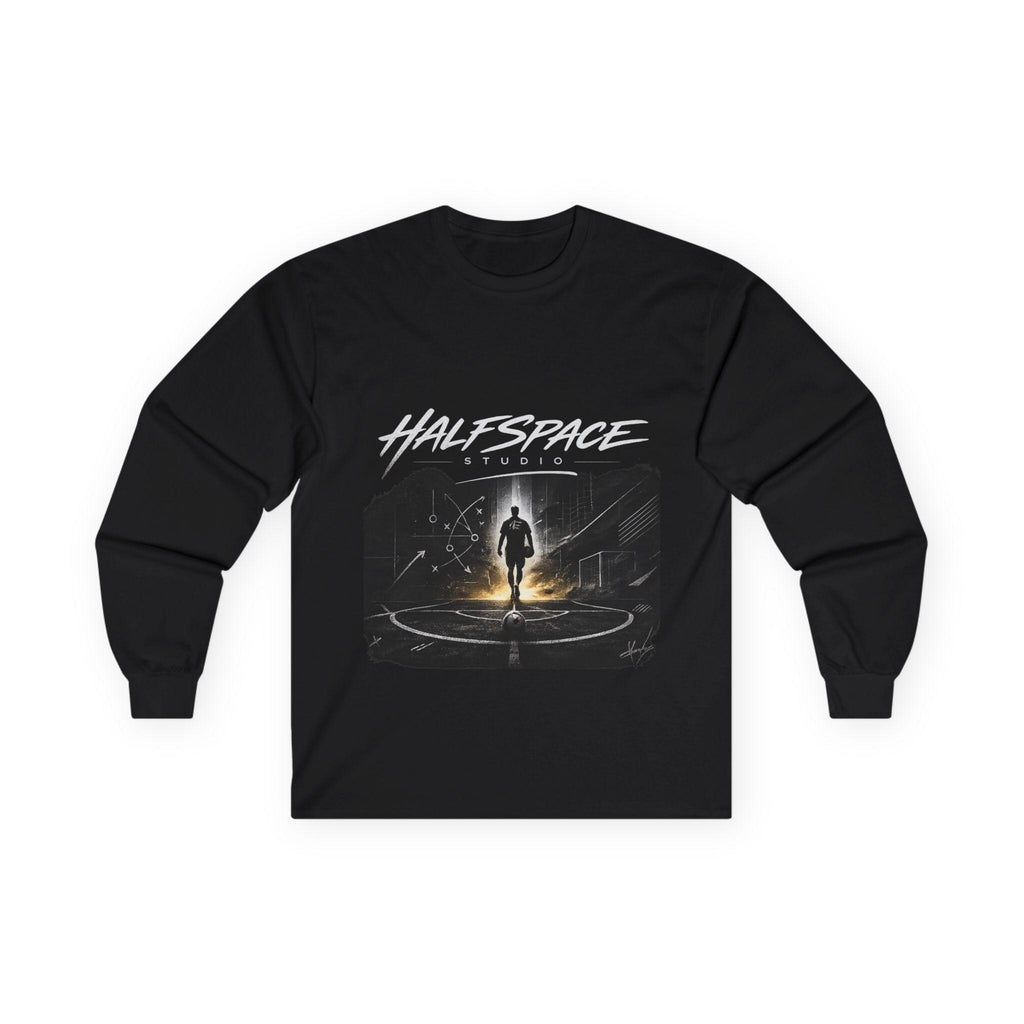 Halfspace Astronaut Silhouette Long Sleeve Tee | Sci-Fi Space x Football Illustration-HalfSpace Studios.